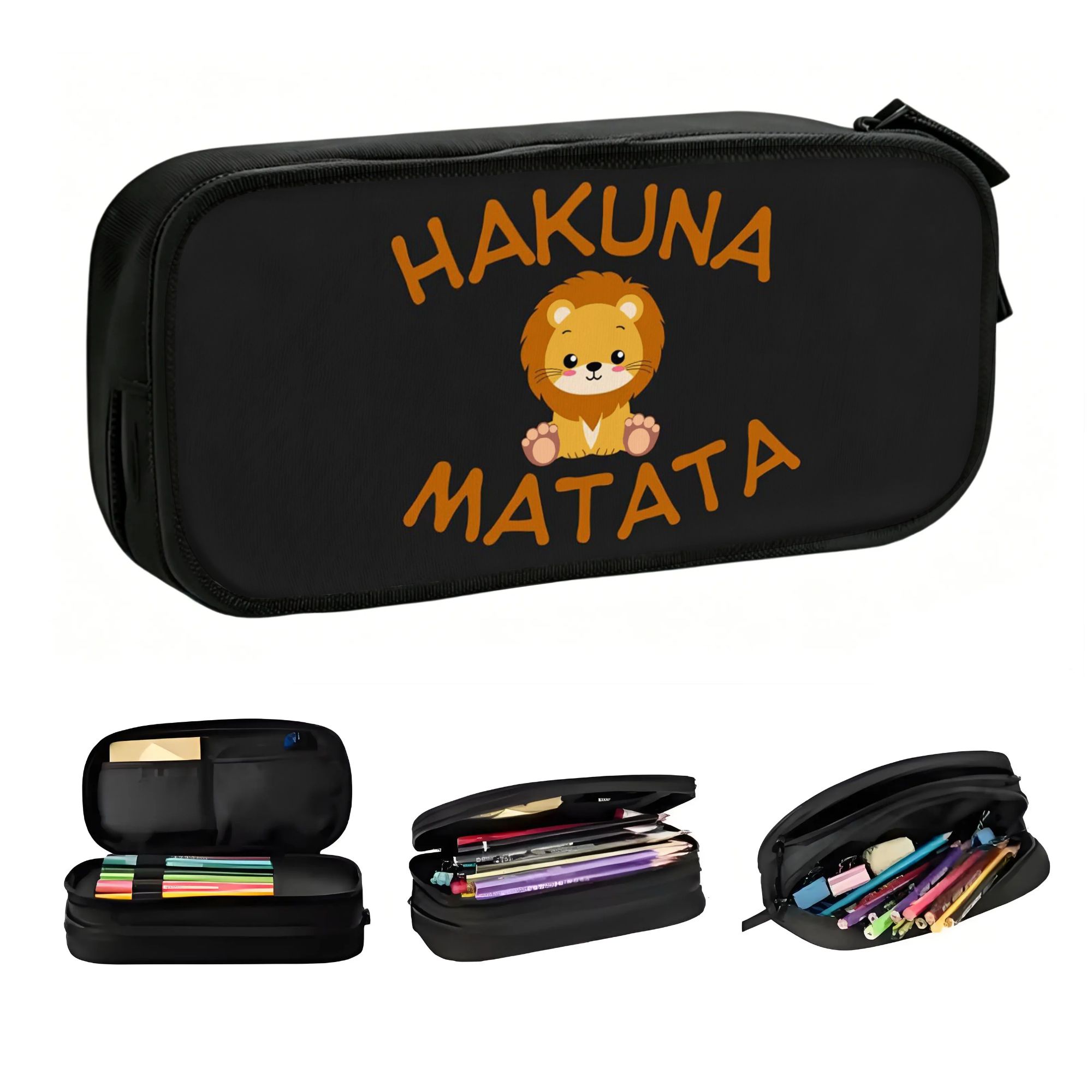 Lion Stationery & Office Supply(Kunshan)Co.Ltd - Liones アニメ Kinges かわいい鉛筆ケース男性女性大容量シンバプンバア漫画鉛筆バッグポーチ学生文具
