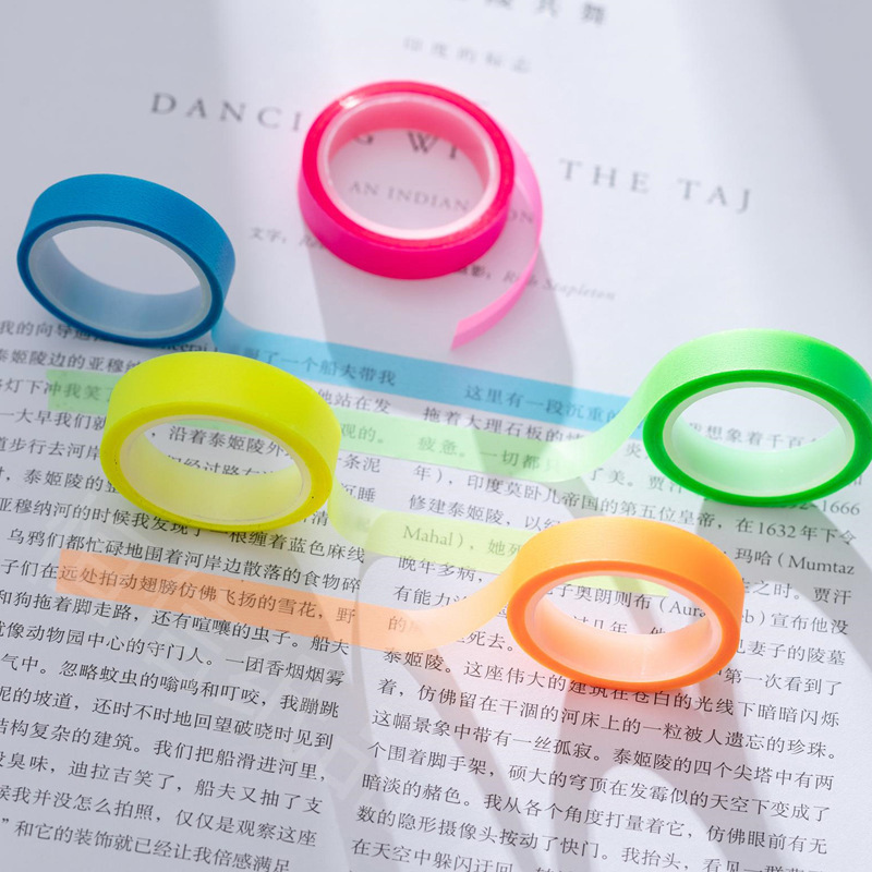 Correction Tape Roller - 5 ロール多色書き込み可能な付箋、取り外し可能な蛍光マーキング テープ、シースルー インデックス ラベル