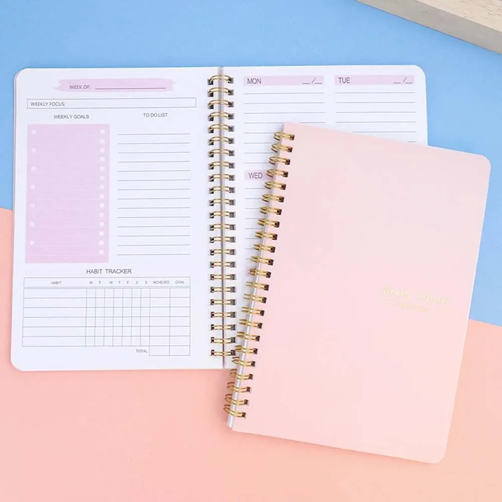 Planner Weekly Budget - A5 ウィークリープランナー コイルデイリープランナー シンプルでスタイリッシュなポータブルノート 学習用 学校