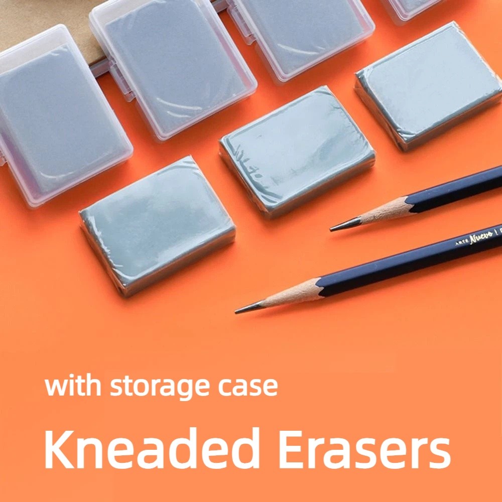 Rubber Eraser Kneaded - 4 個の修正ソフトスケッチ消しゴムグレー可塑化アート消しゴム収納ボックス付き成形可能な練り消しゴム木炭鉛筆