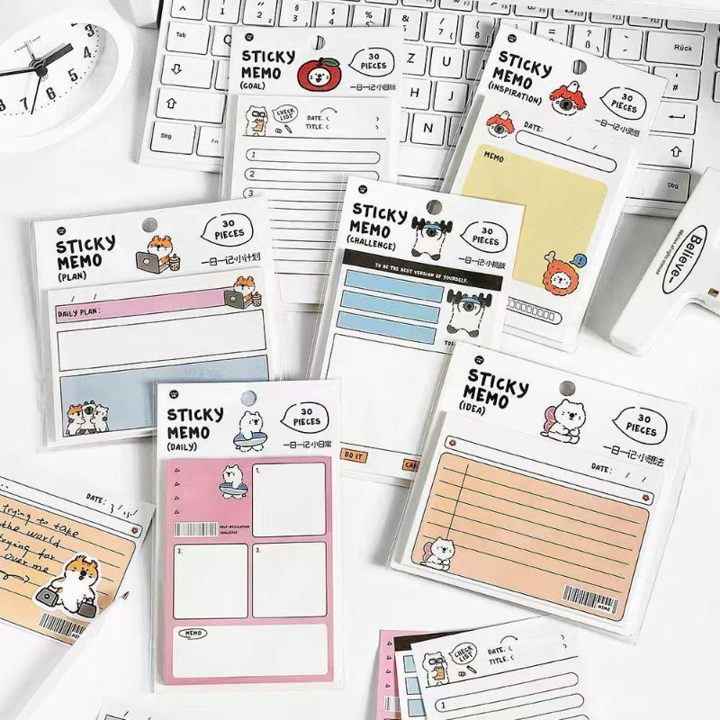 Office Stationery Supply List - オフィス・学校用品 韓国風キュートなチェックインプランノート 勉強リスト N回使える付箋 可愛い文房具ギフト