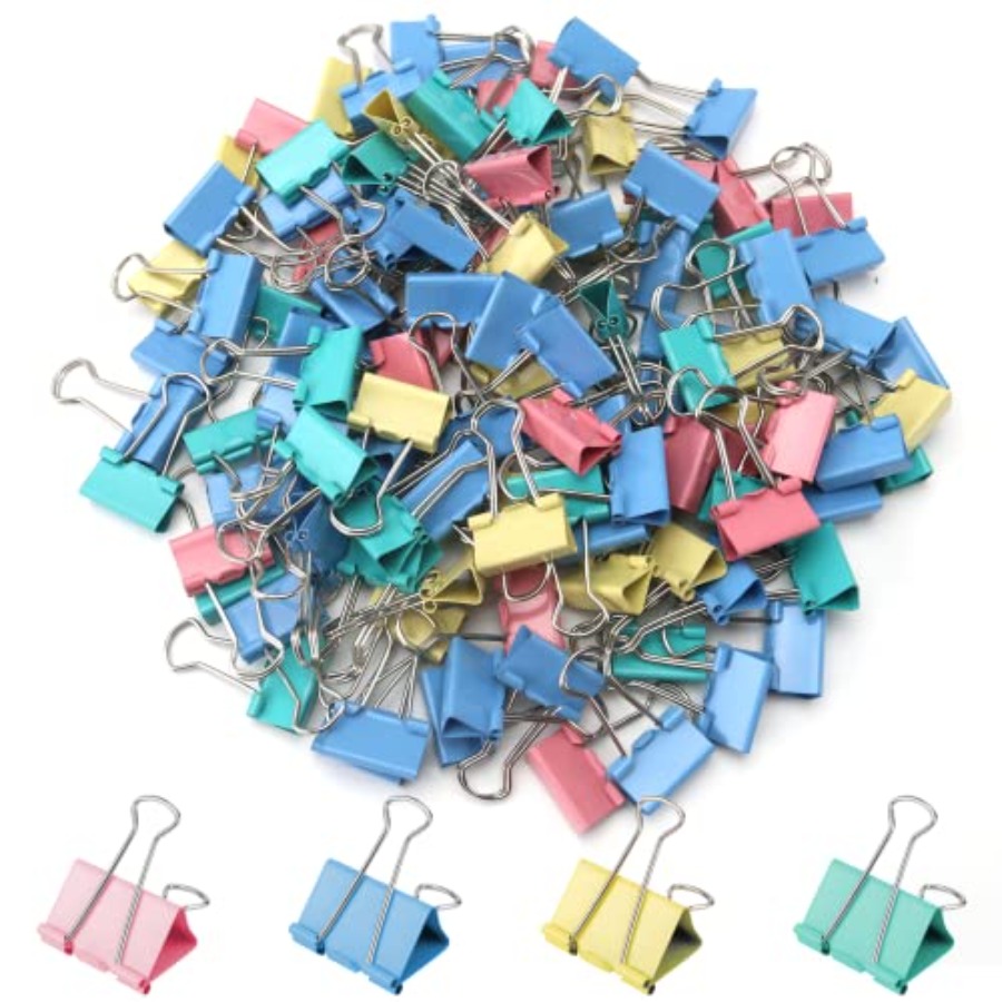 Binder Clip Assorted - 120個入りバインダークリップ0.75インチ、小型紙クリップ、オフィス用品、家庭、学校、ビジネス用の各種ミニクリップ