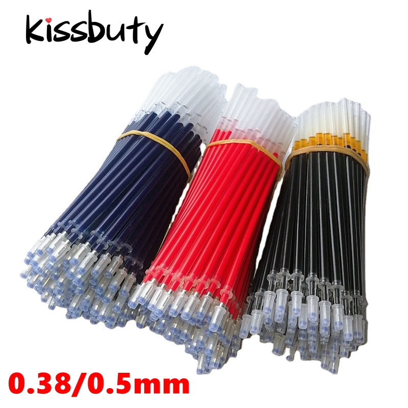 Gel Ink Pen Set - 0.38/0.5 ミリメートルゲルペンリフィルブルー/ブラックインクオフィス学校文具筆記ボールペンリフィル 10/20/50/100 ピース/セットハンドルロッド