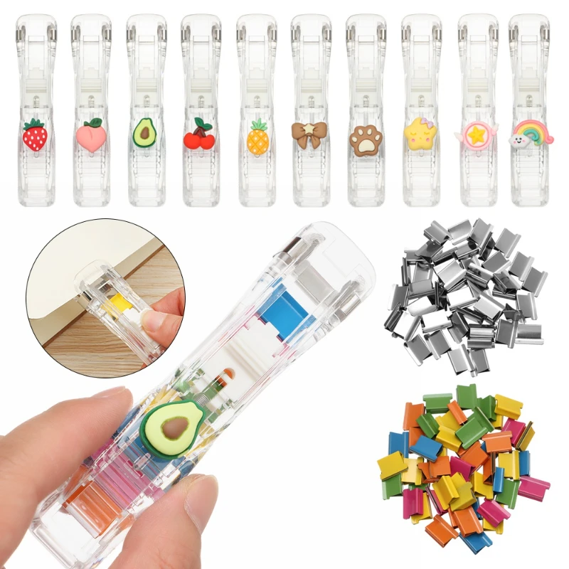 Binder Clip Assorted - プッシュクリップホッチキスステープルリムーバーバインダープッシュクランプテープディスペンサー紙クリップ事務用品セットデスクトップ用品