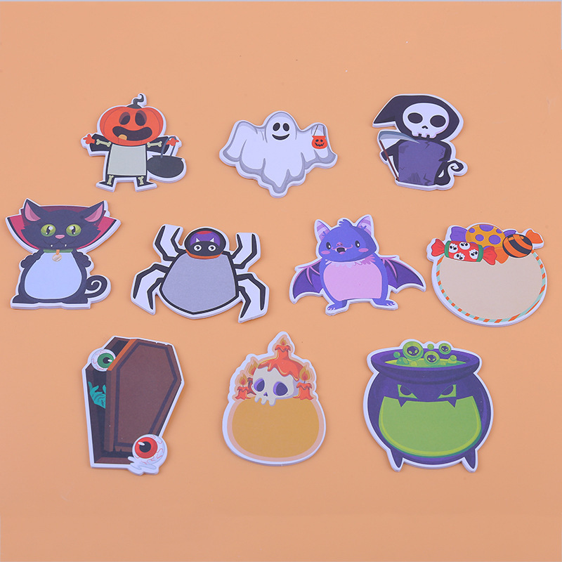 Memo Pad Sticky - 200 ページハロウィンテーマメモパッドセット付箋文具ラベルメモ帳自己粘着冷蔵庫メモブックパーティー使用新しい