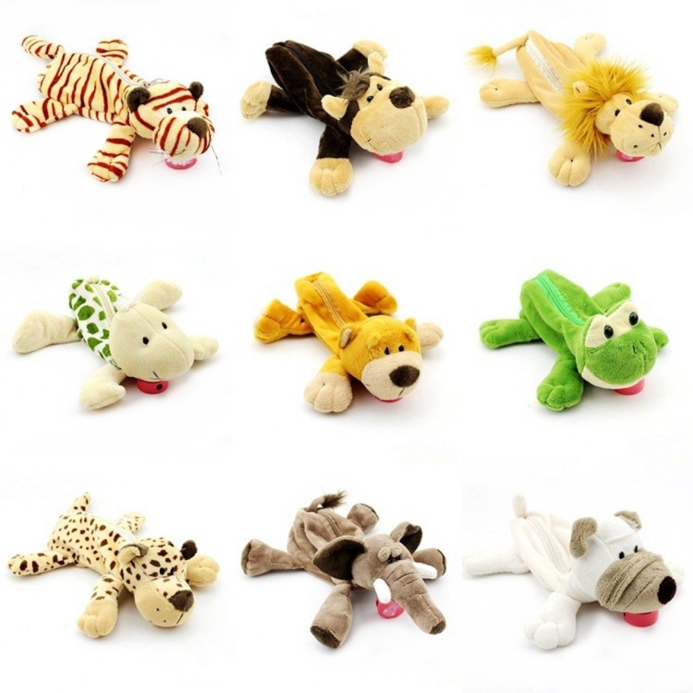 Lion Stationery & Office Supply(Kunshan)Co.Ltd - 大容量のかわいいぬいぐるみペンシルバッグ、森の動物、カワイイ収納バッグ、ライオンとサル、クリエイティブな文房具ケース、ギフト