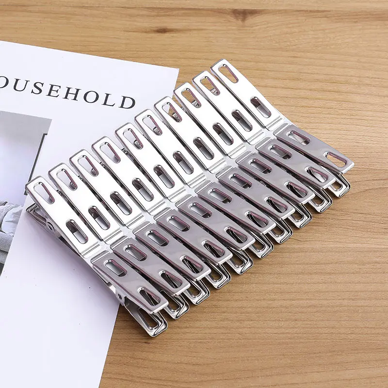 Binder Clip Assorted - 20個のステンレス鋼の平口洗濯バサミ、バインダークリップ、乾燥ハンガー、金属クリップセット、衣類靴下用の金属洗濯バサミ