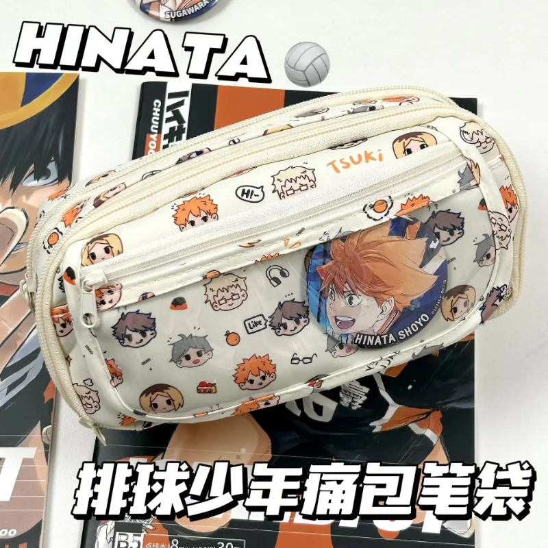 Stationery Office - アニメ ハイキュー!! 痛絵柄のかわいいペンケース、漫画風文房具ホルダーバッグ、子供用ペンケース、学生用学用品ギフト