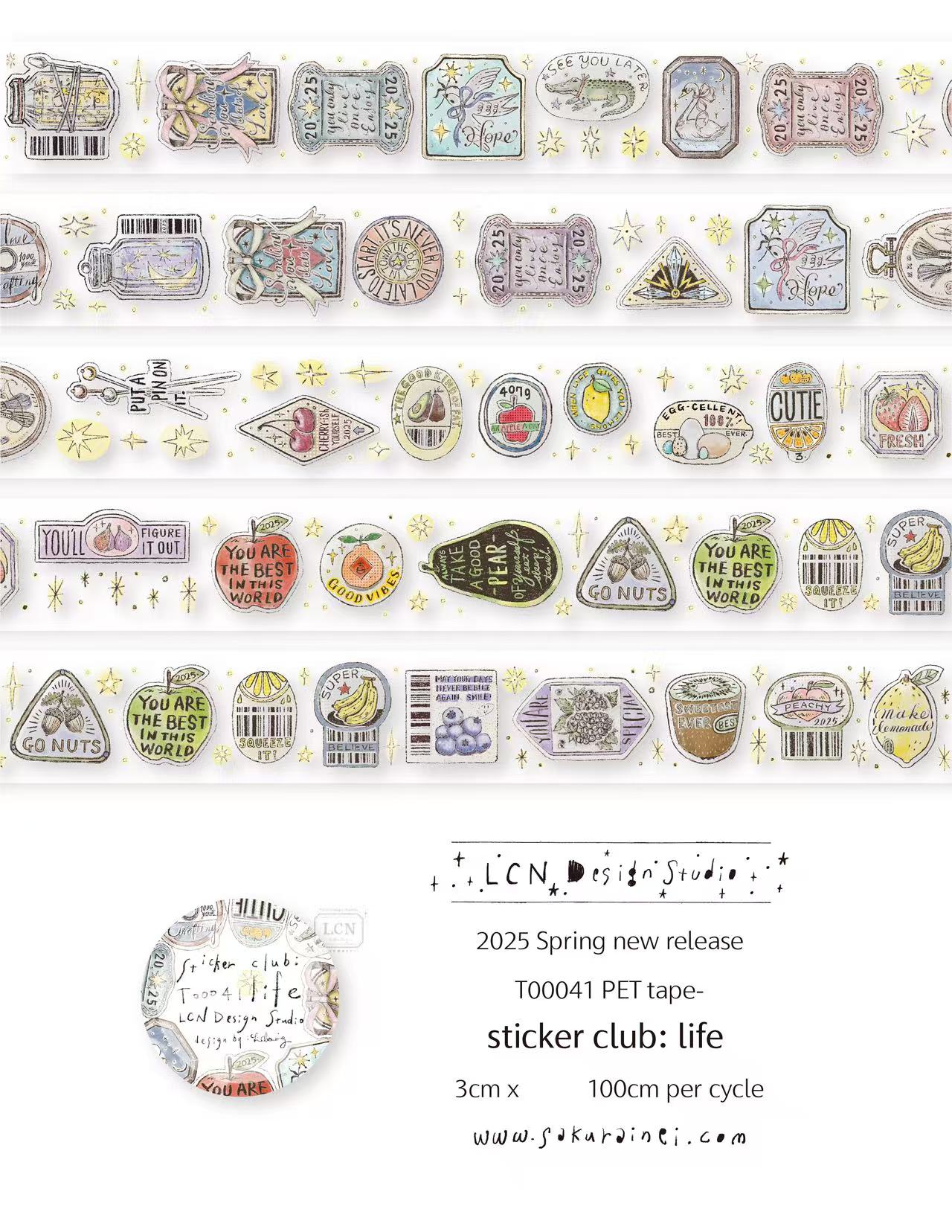 Washi Tape Set - 1 ループ LCN ヴィンテージステッカークラブジョイブリンガー和紙 PET テープカード作成