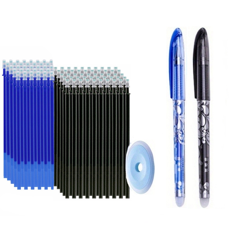 Gel Ink Pen Set - 103 ピース/セット黒青インク消去可能なペンリフィルロッドセット 0.5 ミリメートルマジック消去可能なゲルペン洗えるハンドルオフィス筆記文具