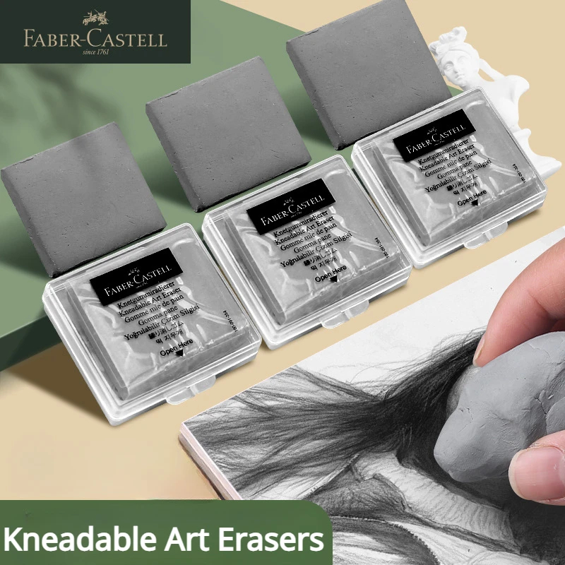 Rubber Eraser Kneaded - ファーバーカステル 描画アート練り消しゴム 2 個 修正用、ライトニング木炭鉛筆とパステルアーティスト作品用、グレーの箱入り