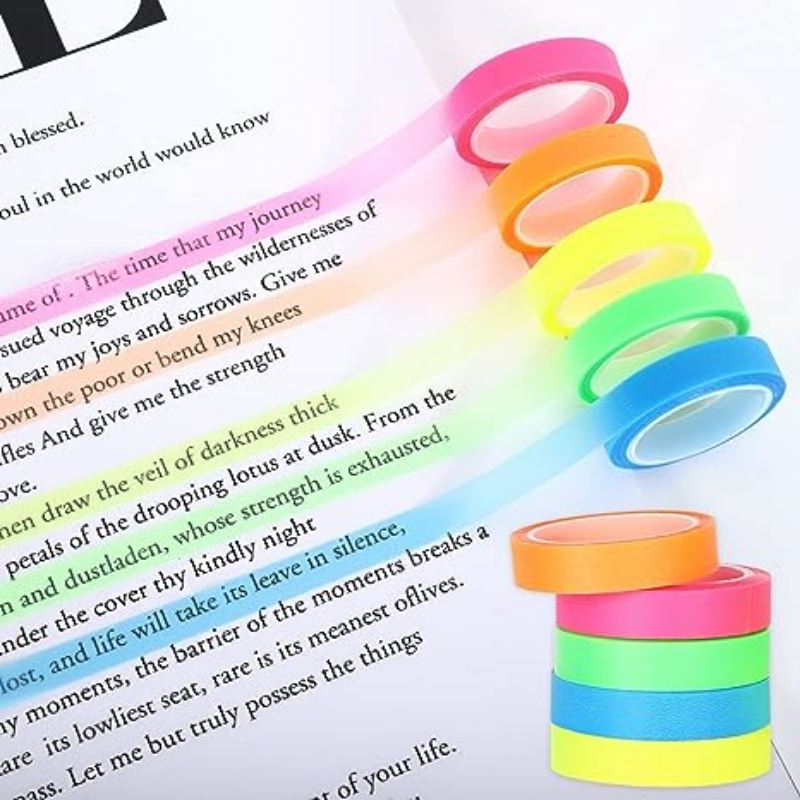 5 ロール多色書き込み可能な付箋、取り外し可能な蛍光マーキン - Correction Tape Roller のレビューと価格