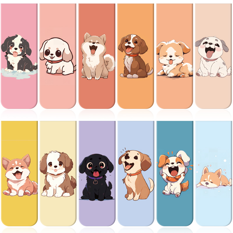 漫画の子犬の磁気ブックマーク 12 個: 教師と生徒用のカラ - Bookmark Magnetic Clip のレビューと価格