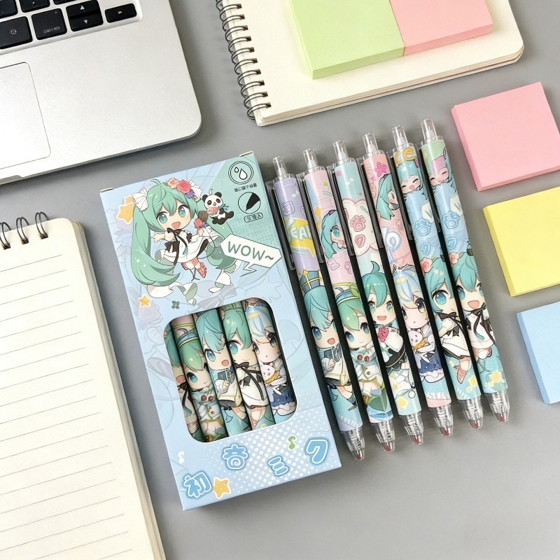 初音ミク速乾性ゲルペン学生が質問を書くための限定6本0.5m - Gel Ink Pen Set のレビューと価格