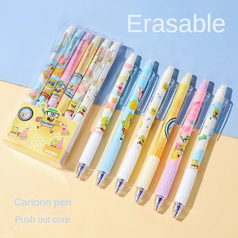 6 ピース/セットスポンジボブかわいい消去可能なペン 0.5 - Gel Ink Pen Set のレビューと価格