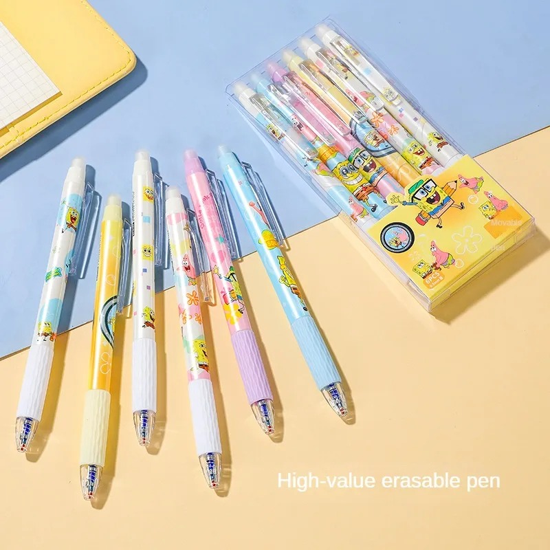 6 ピース/セットスポンジボブかわいい消去可能なペン 0.5 - Gel Ink Pen Set のレビューと価格