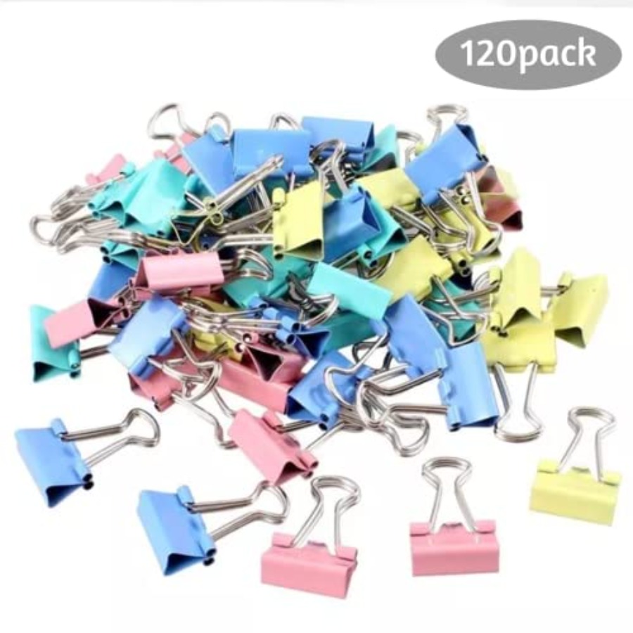 120個入りバインダークリップ0.75インチ、小型紙クリップ - Binder Clip Assorted のレビューと価格