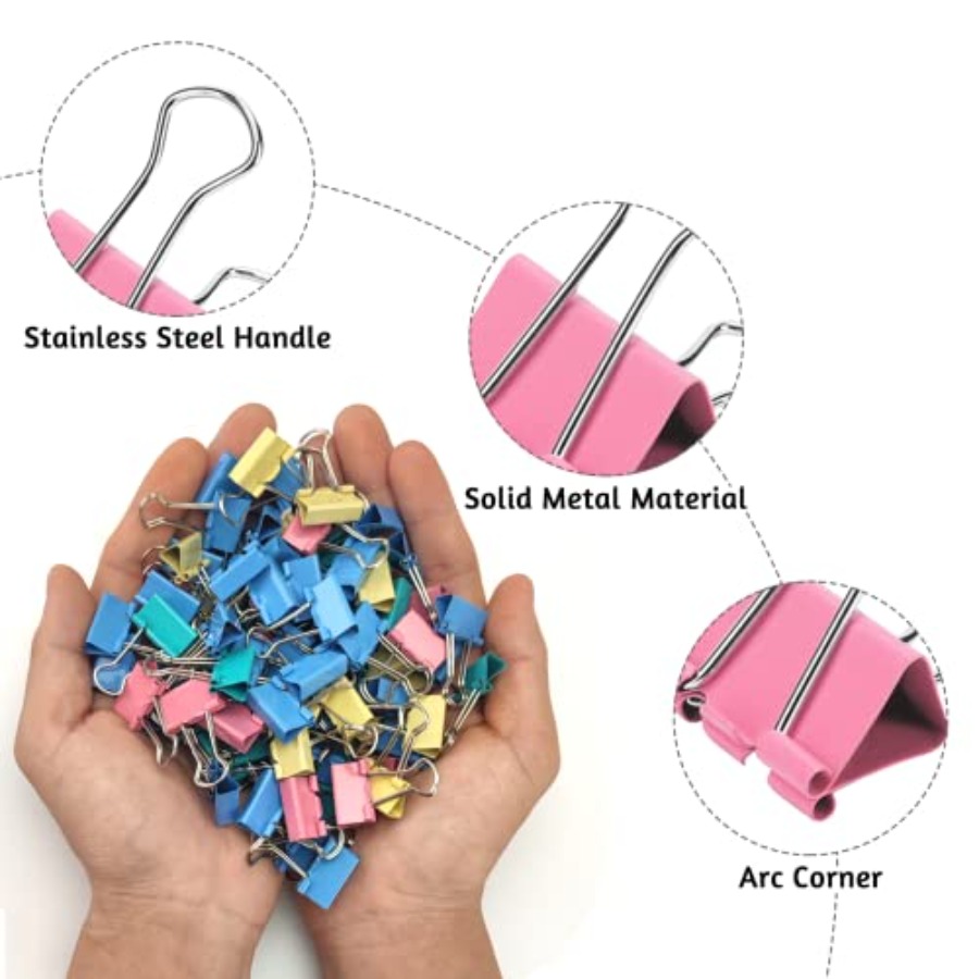 120個入りバインダークリップ0.75インチ、小型紙クリップ - Binder Clip Assorted のレビューと価格