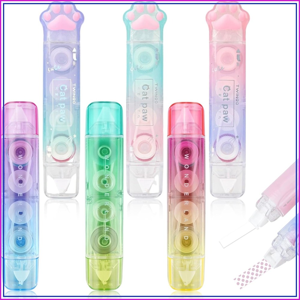 6個入り修正テープ、両面粘着付き2in1テープローラー、学校 - Correction Tape Roller のレビューと価格