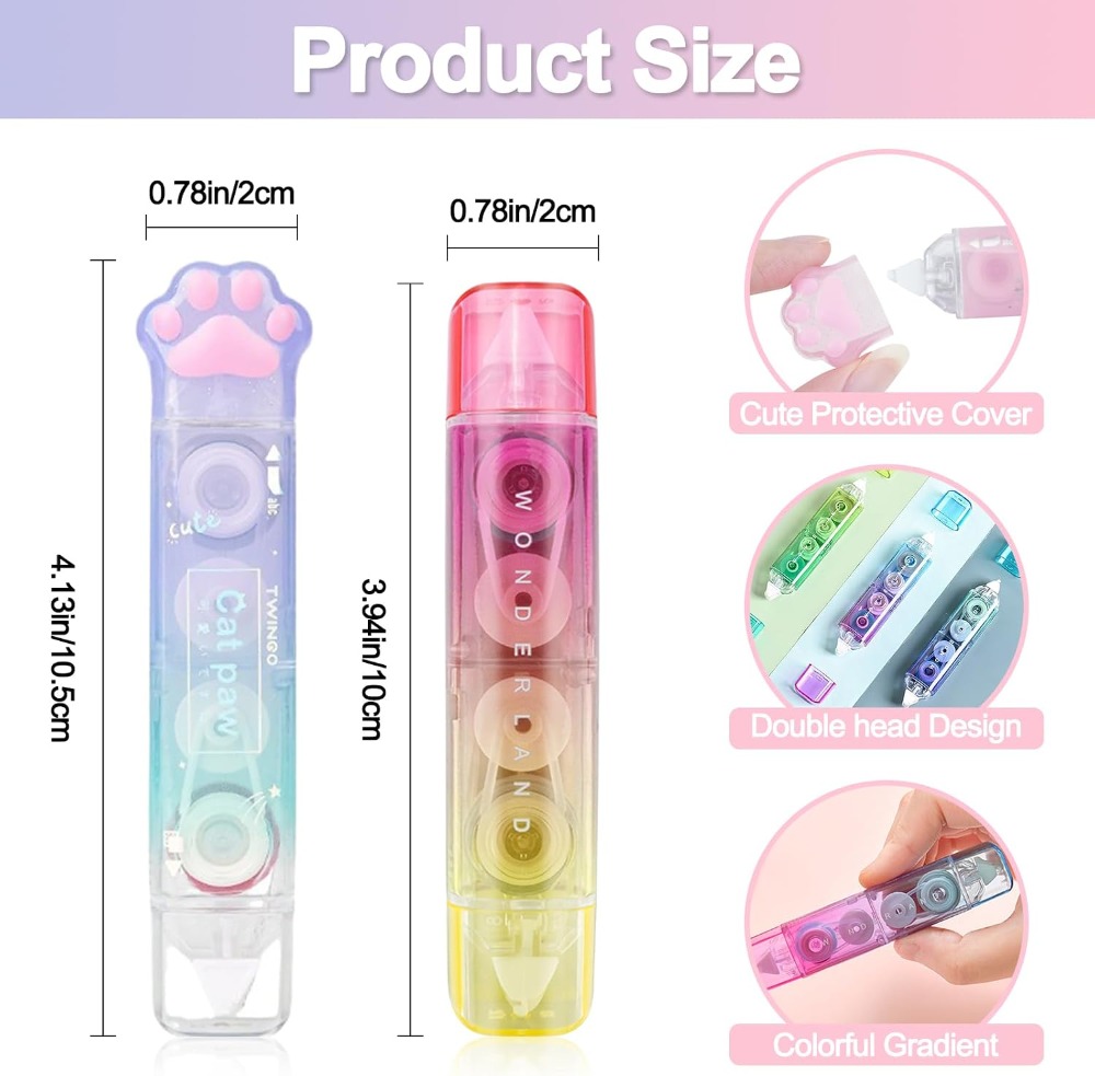 6個入り修正テープ、両面粘着付き2in1テープローラー、学校 - Correction Tape Roller のレビューと価格