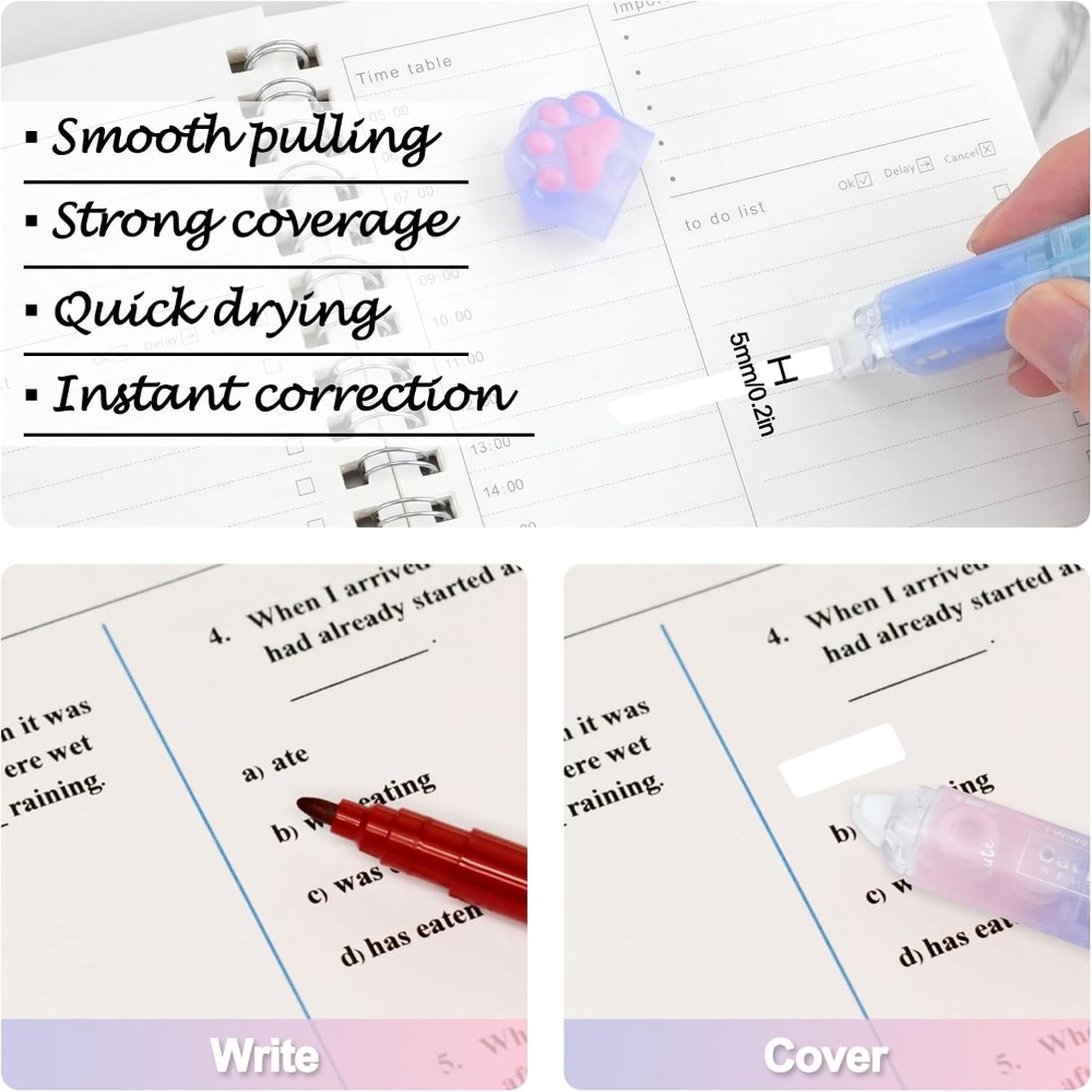 6個入り修正テープ、両面粘着付き2in1テープローラー、学校 - Correction Tape Roller のレビューと価格