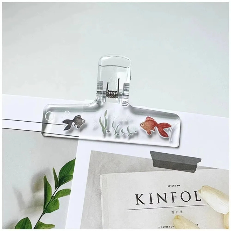 1PC 透明アクリル金魚バインダークリップ、滑り止めブック、 - Binder Clip Assorted のレビューと価格