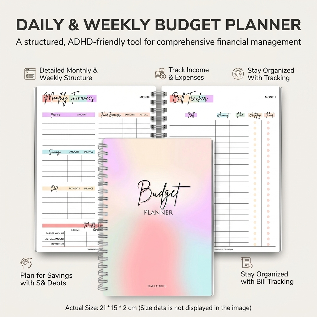 毎日の収入と支出を記録する予算計画用ノート、週間トラッカー付 - Planner Weekly Budget のレビューと価格