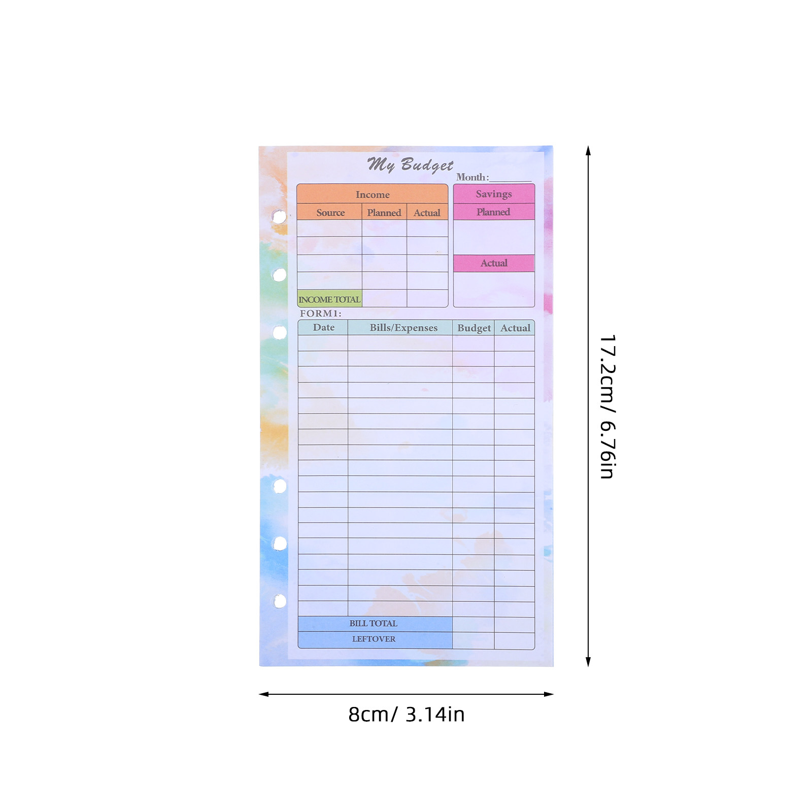 14枚入り A6 バジェットプランナー リフィル カラフルな - Planner Weekly Budget のレビューと価格