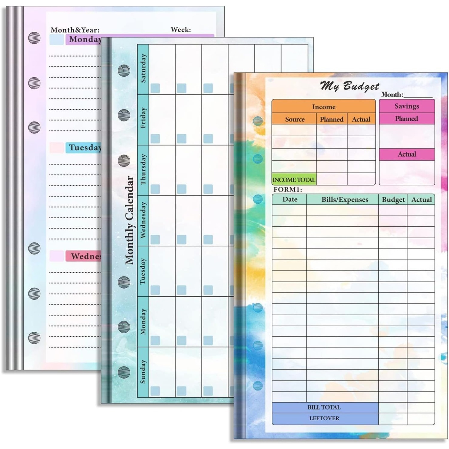 6穴A6バインダー用リフィル、月間プランナー、週間プランナー - Planner Weekly Budget のレビューと価格