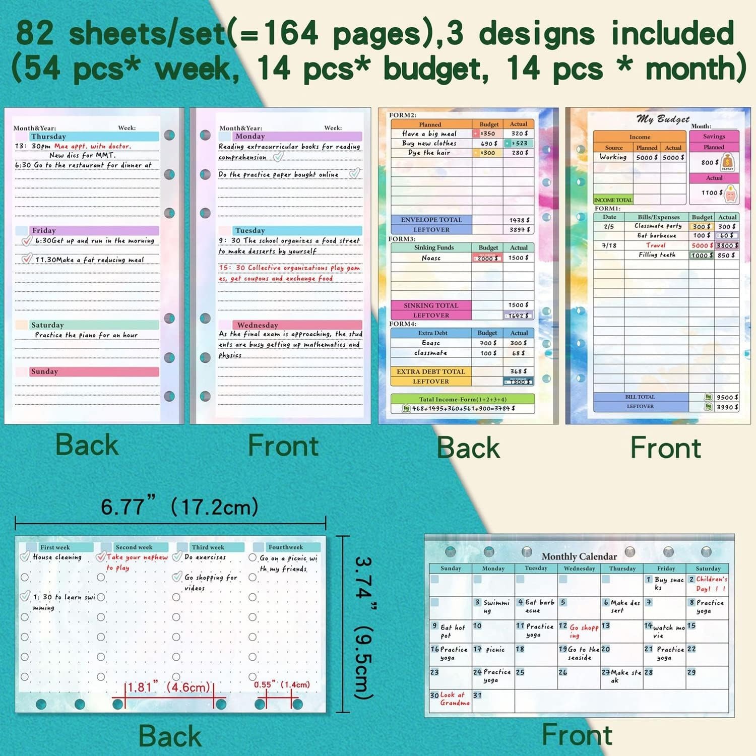 6穴A6バインダー用リフィル、月間プランナー、週間プランナー - Planner Weekly Budget のレビューと価格
