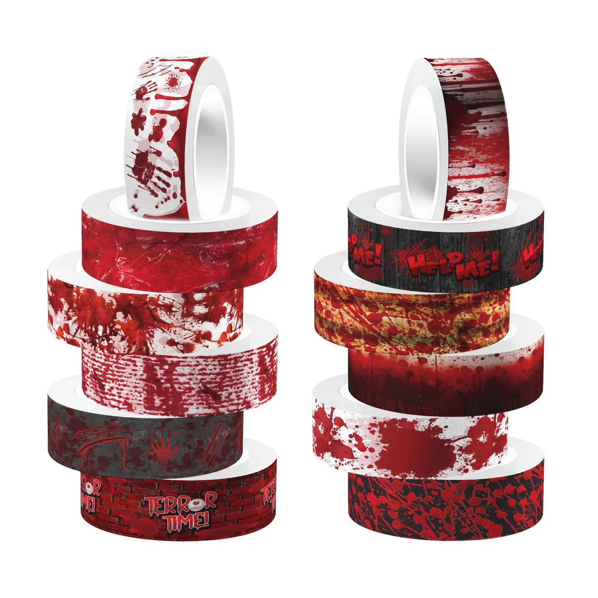 ハロウィン血まみれの手出血クリアロールステッカーと紙テープD - Washi Tape Set のレビューと価格