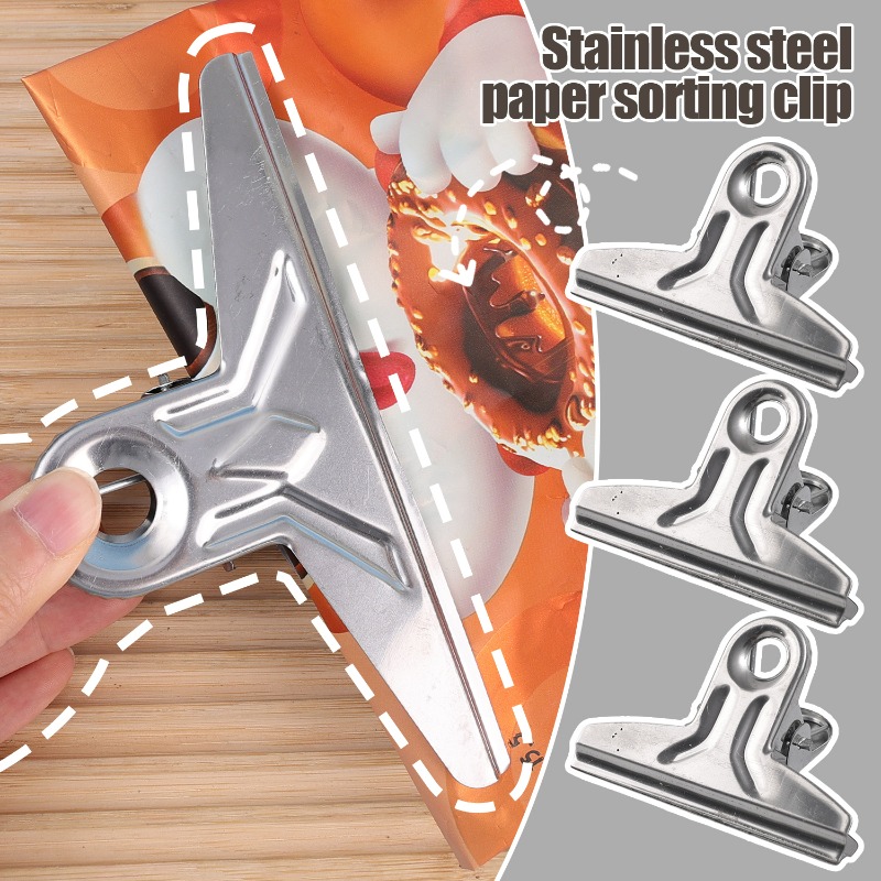 特大ブルドッグ紙バインダークリップステンレス鋼紙ドキュメント - Binder Clip Assorted のレビューと価格