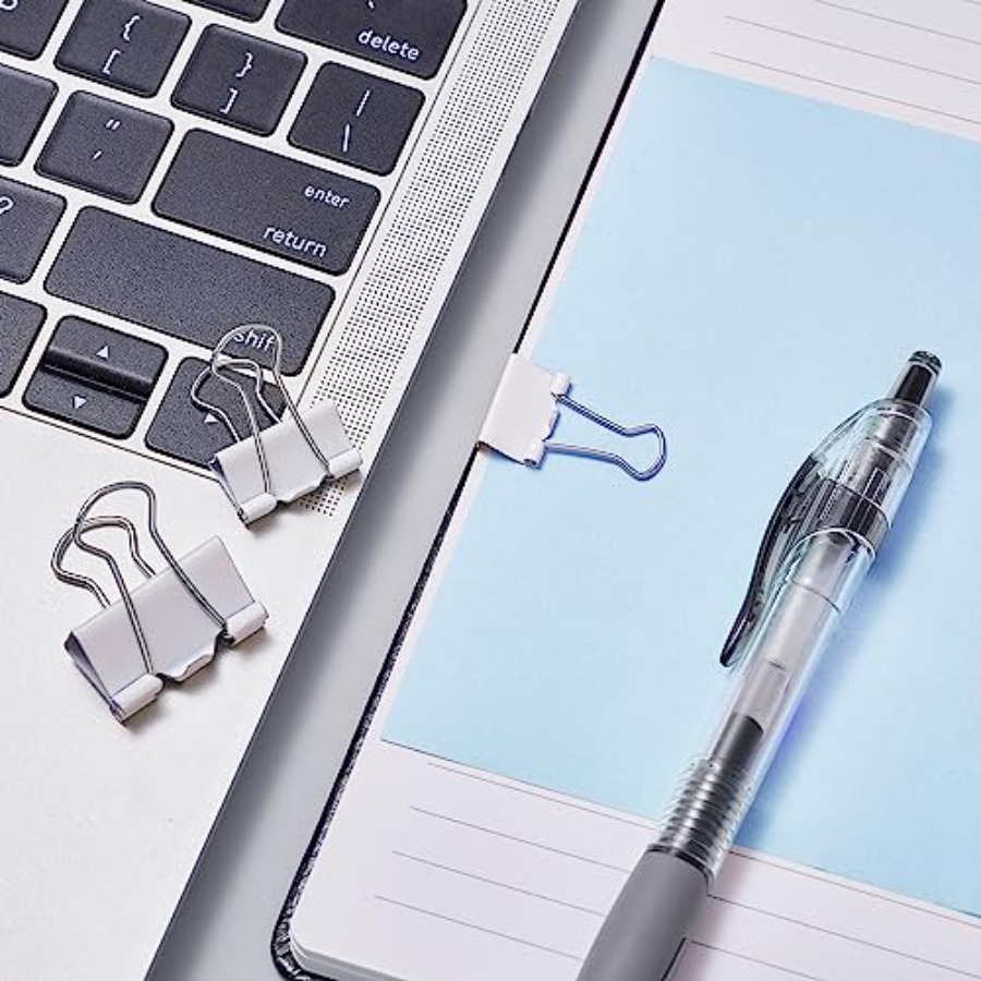 バインダークリップ各種サイズ、オフィスや家庭用の白いバインダ - Binder Clip Assorted のレビューと価格