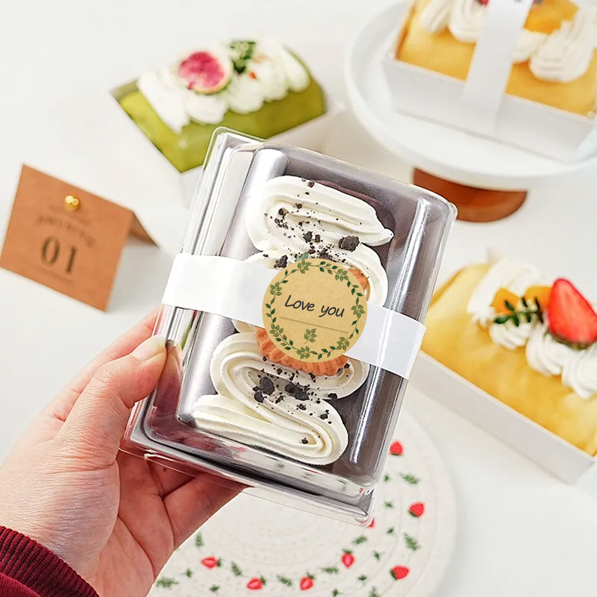 JCAC 500枚/ロール 無地の花柄クラフト紙ステッカー、 - Sticker Label Roll のレビューと価格