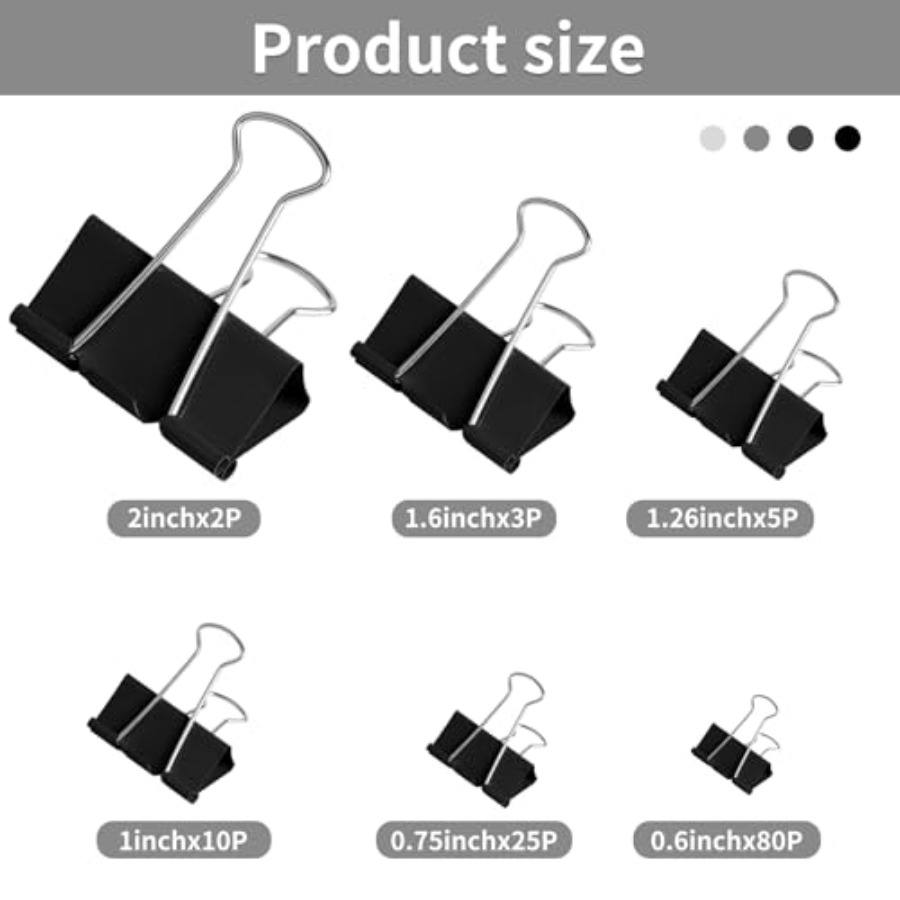 125個のカラーバインダークリップ、各種サイズのバインダーク - Binder Clip Assorted のレビューと価格