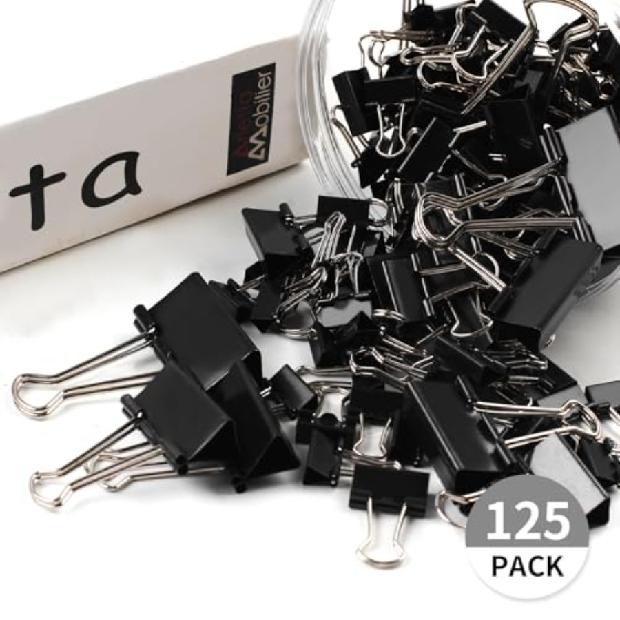 125個のカラーバインダークリップ、各種サイズのバインダーク - Binder Clip Assorted のレビューと価格