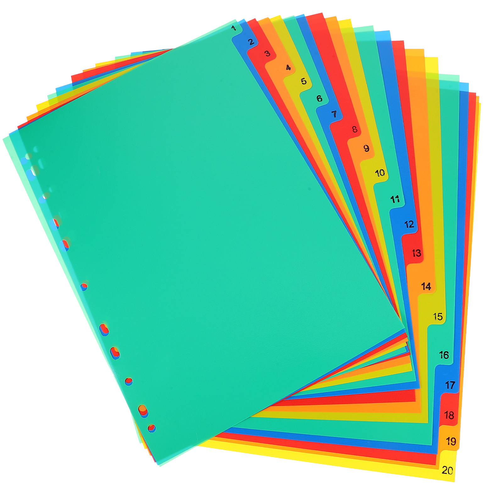 20枚入りノートブックディバイダー カラフルなPPインデック - Index Tab Divider のレビューと価格