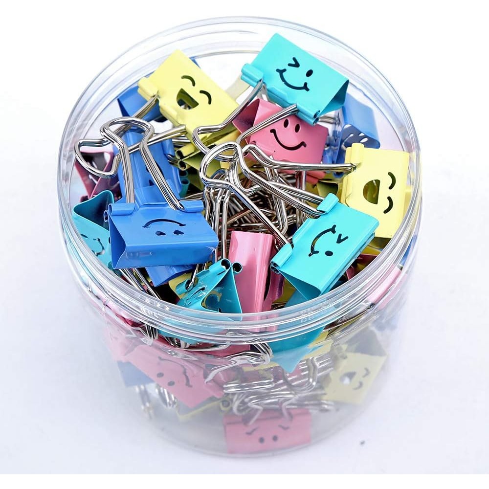 80個入りアソートバインダークリップ、かわいいスマイルフェイ - Binder Clip Assorted のレビューと価格