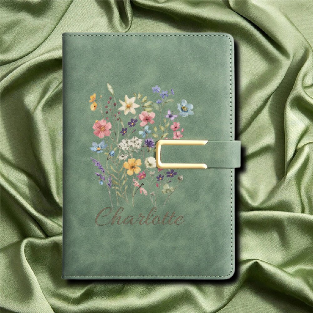 A5 花柄モノグラムカスタムネームフェイクレザーハードカバー - Journal Leather Hardcover のレビューと価格