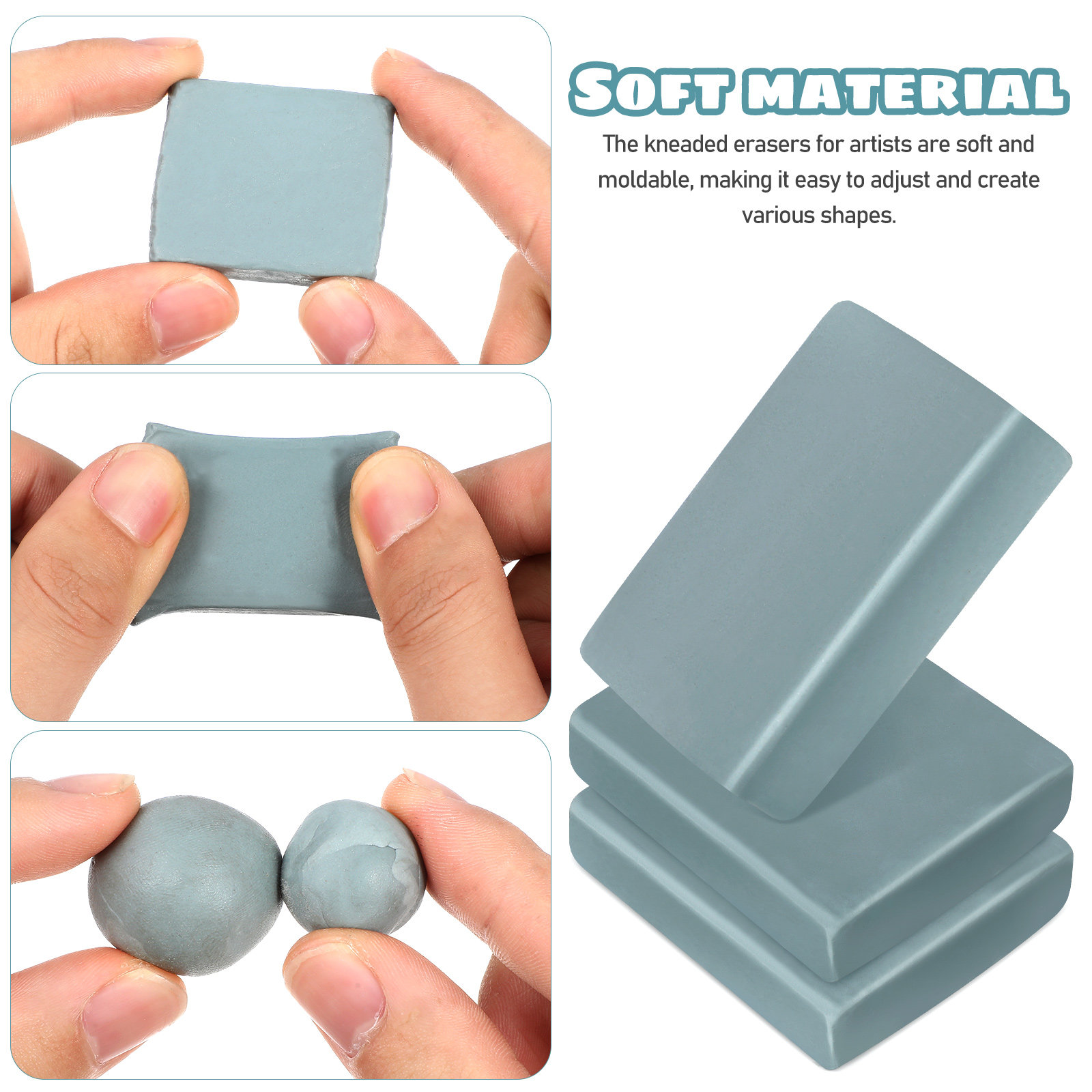 12個入りアーティスト用練り消しゴム、成形可能、描画用、ソフ - Rubber Eraser Kneaded のレビューと価格