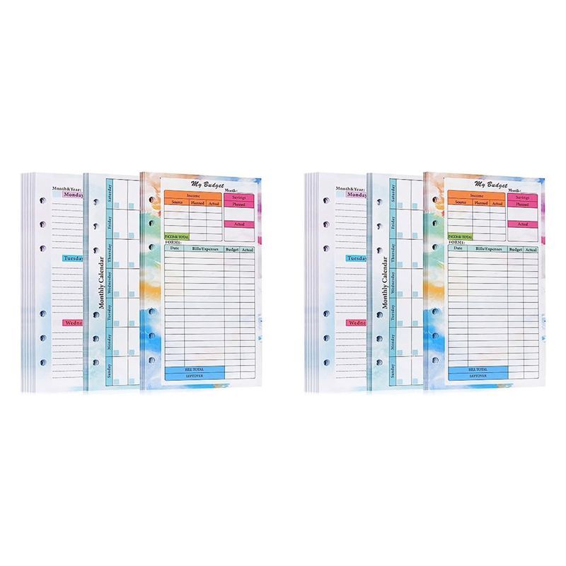 N36R-2 セット A6 バジェットプランナーリフィル 8 - Planner Weekly Budget のレビューと価格
