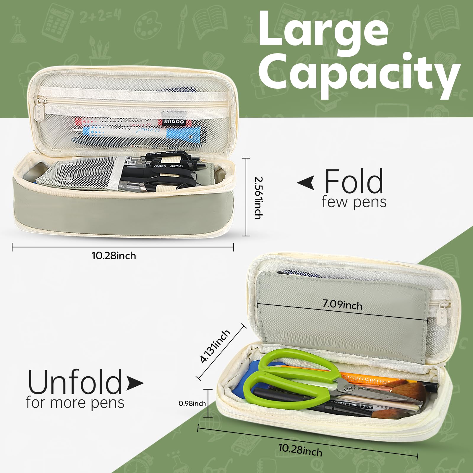 大容量グリーンペンケース、多機能文具ボックス、持ち運び可能な - Ideal Stationery & Office Supply のレビューと価格